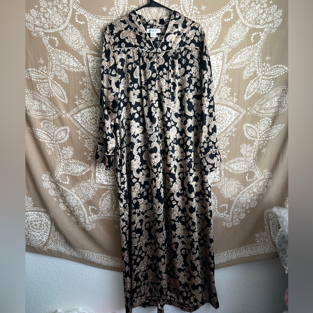 Christian Dior Vintage Full Length Paisley Nightgown